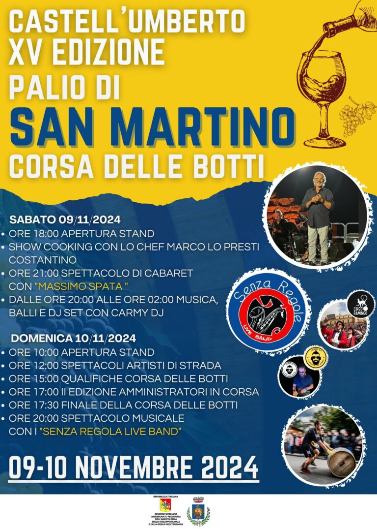 La XV edizione del Palio di San Martino e la Corsa delle Botti (9 e 10 novembre) a Castell’Umberto